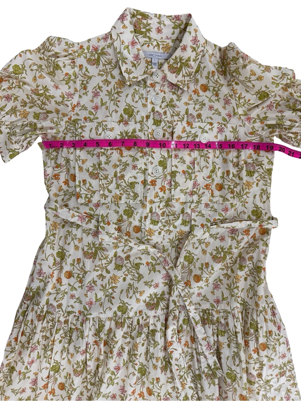 NWT Derek Lam 10 Crosby Buffy Utility Floral Midi Dress Puff Sleeve Size 6 - Picture 9 of 13